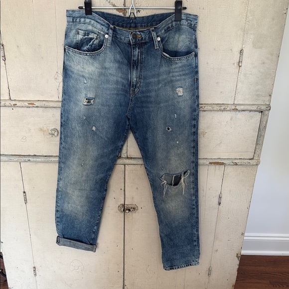Denim & Supply Ralph Lauren Boyfriend Blue Jeans with Distressed Details - Picture 2 of 8